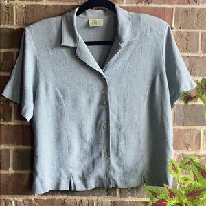 Cropped Herringbone Button Up- Vintage